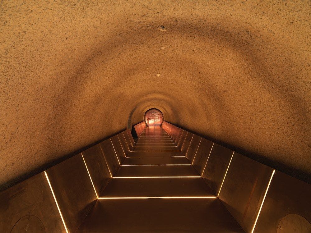A sandstone tunnel leading to nowhere.